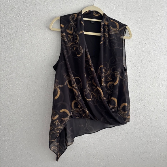 All Saints Women's Abi Drape Sleeveless Top Black - Picture 2 of 12